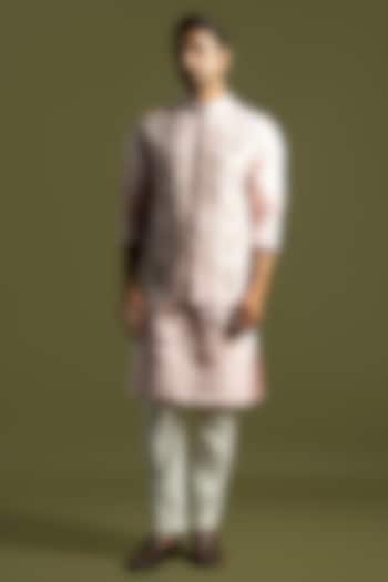 Pink Chanderi Silk Embellished Nehru Jacket Set by PAARSH at Pernia's Pop Up Shop