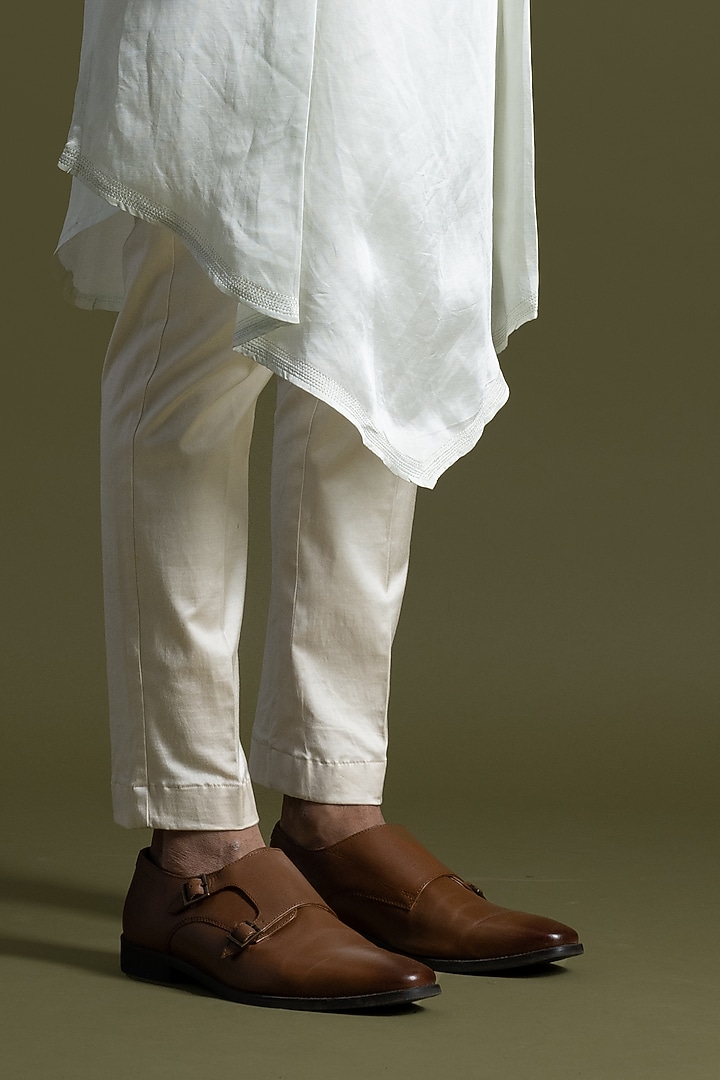 Ice Blue Bemberg Silk Motif Embroidered Nehru Jacket Set by PAARSH at Pernia's Pop Up Shop