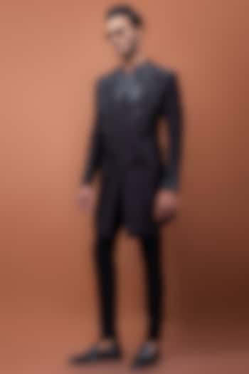 Brown Bam Silk Hand Embroidered Wedding Indowestern Set by PAARSH at Pernia's Pop Up Shop