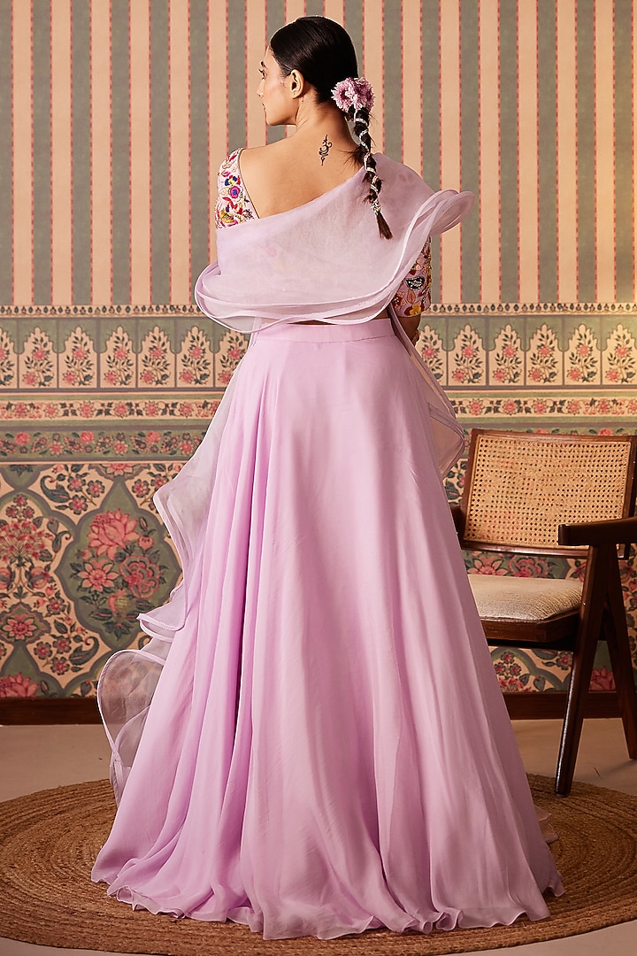 Lavender Organza Cutdana Work Wedding Lehenga Set by Pankti Chheda at Pernia's Pop Up Shop