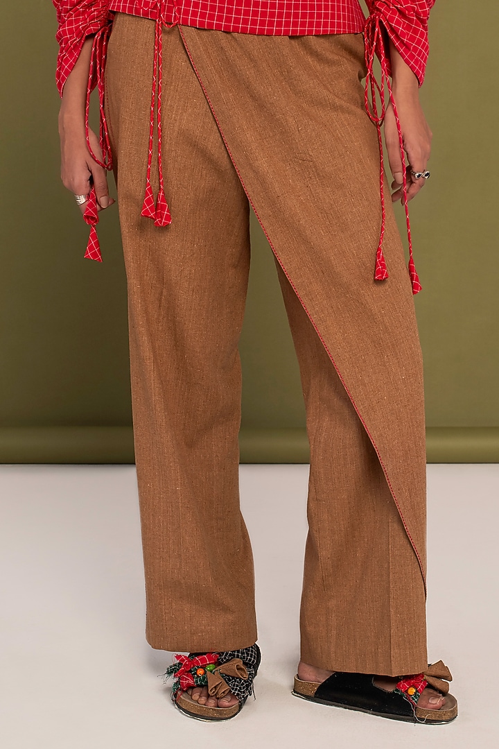 Red & Brown Muslin Cotton Checkered Co-Ord Set by Priya Agarwal at Pernia's Pop Up Shop