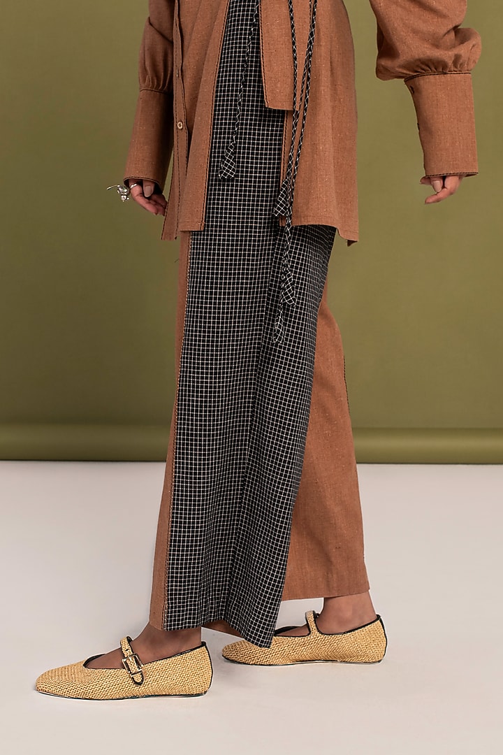 Brown & Black Muslin Cotton Checkered Co-Ord Set by Priya Agarwal at Pernia's Pop Up Shop