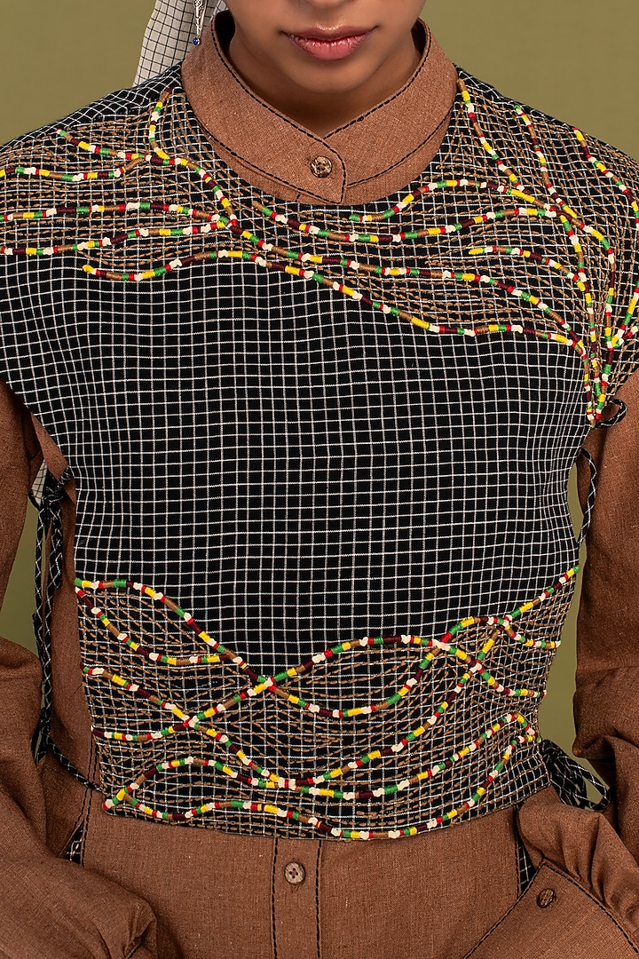 Brown & Black Muslin Cotton Checkered Co-Ord Set by Priya Agarwal at Pernia's Pop Up Shop