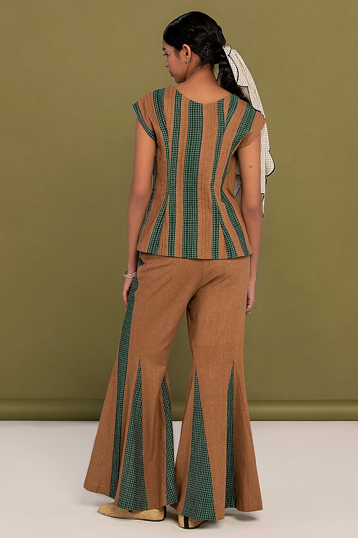 Green & Brown Muslin Cotton Checkered Co-Ord Set by Priya Agarwal at Pernia's Pop Up Shop