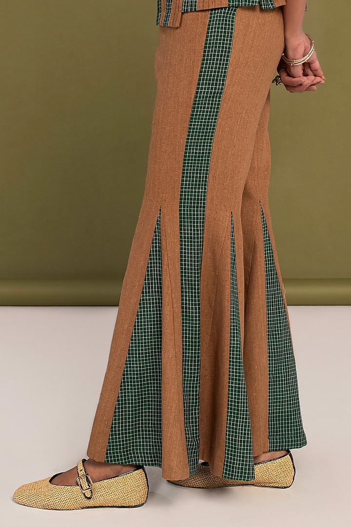 Green & Brown Muslin Cotton Checkered Co-Ord Set by Priya Agarwal at Pernia's Pop Up Shop