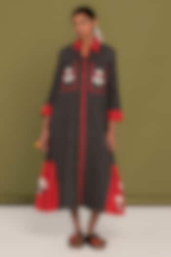 Black & Red Cotton Checkered Summer Shirt Dress by Priya Agarwal at Pernia's Pop Up Shop