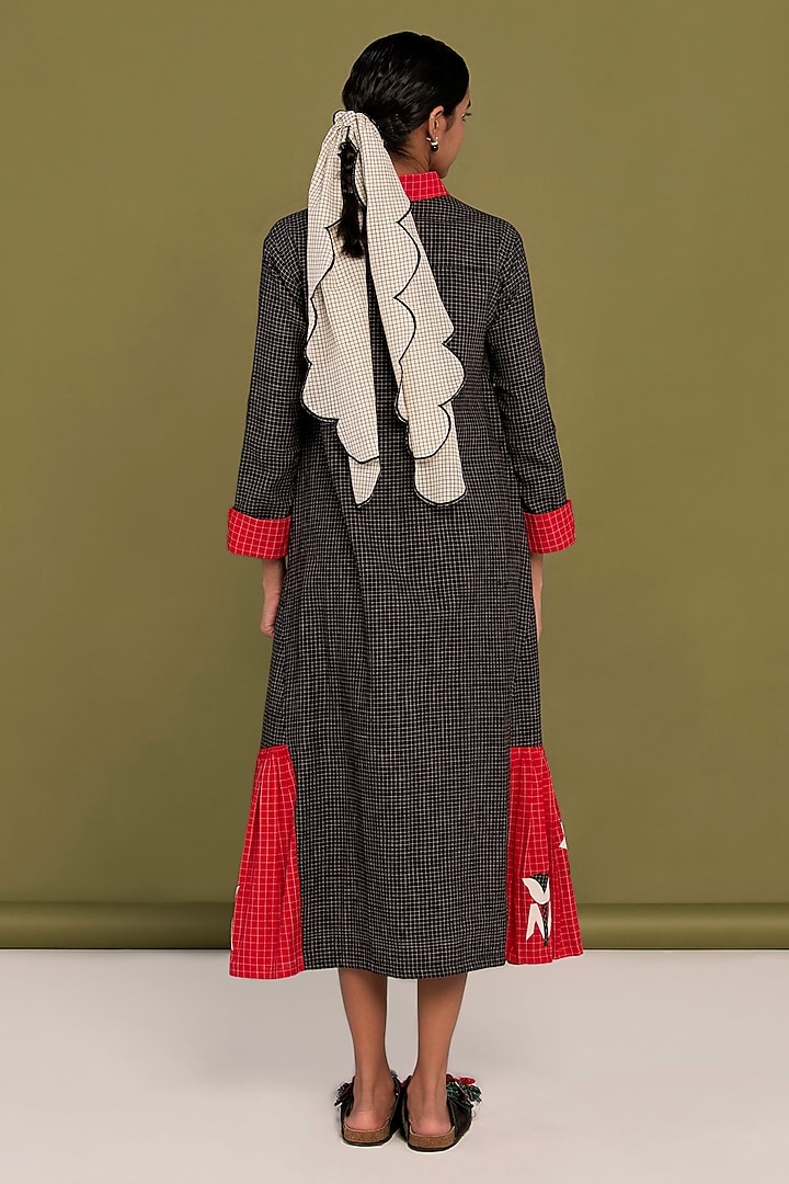 Black & Red Cotton Checkered Summer Shirt Dress by Priya Agarwal at Pernia's Pop Up Shop