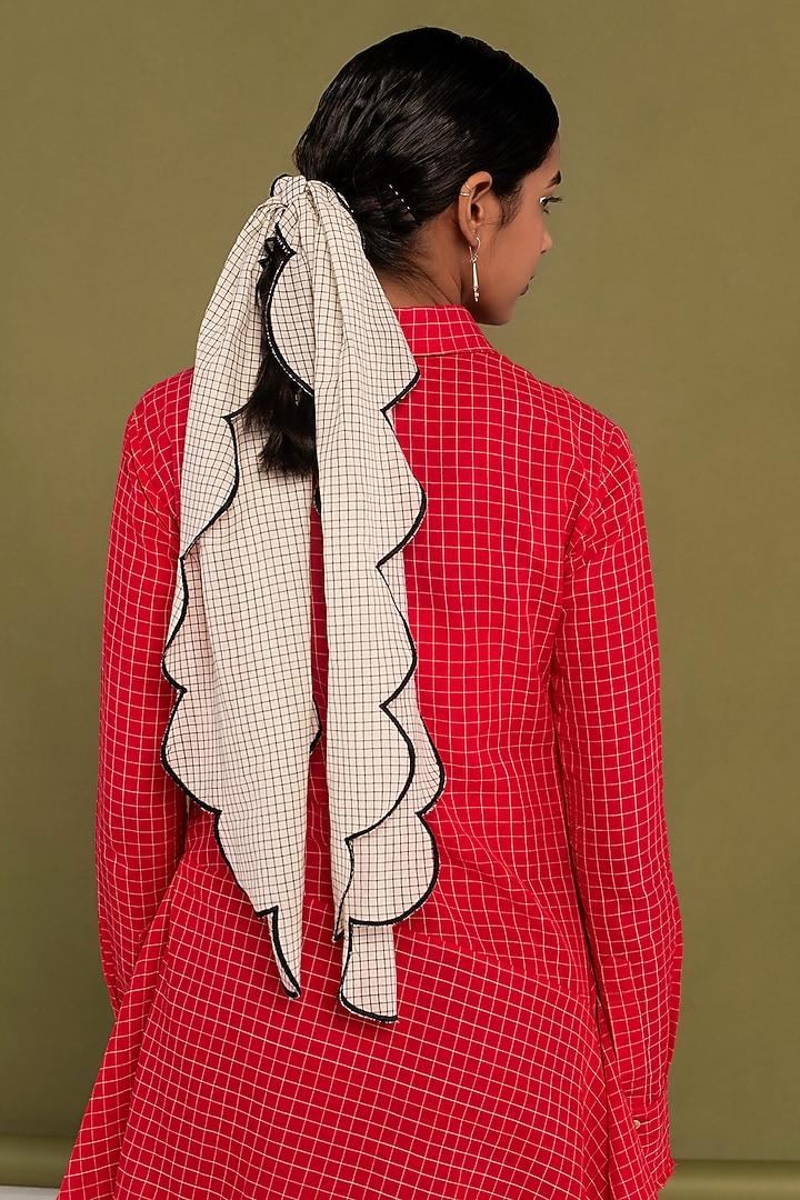 Brown Muslin Cotton Hand Embroidered Pencil Skirt Set by Priya Agarwal at Pernia's Pop Up Shop
