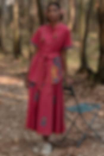 Warm Red Muslin Cotton Skirt by Priya Agarwal at Pernia's Pop Up Shop