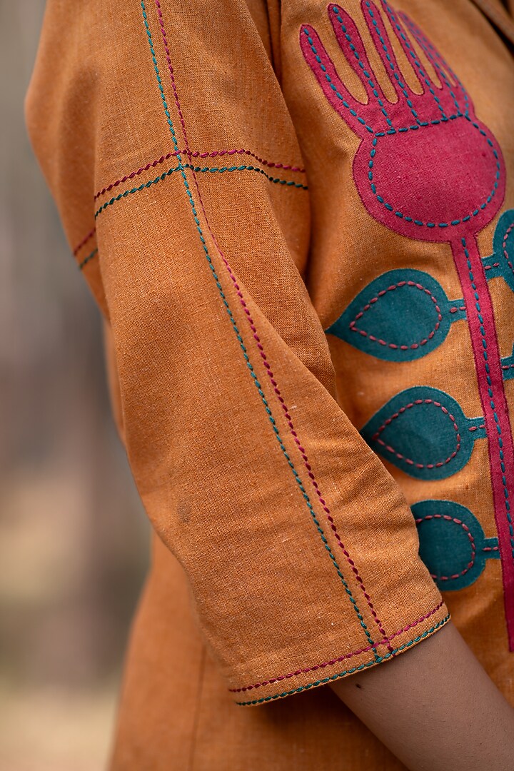 Mustard Muslin Cotton Shirt by Priya Agarwal at Pernia's Pop Up Shop