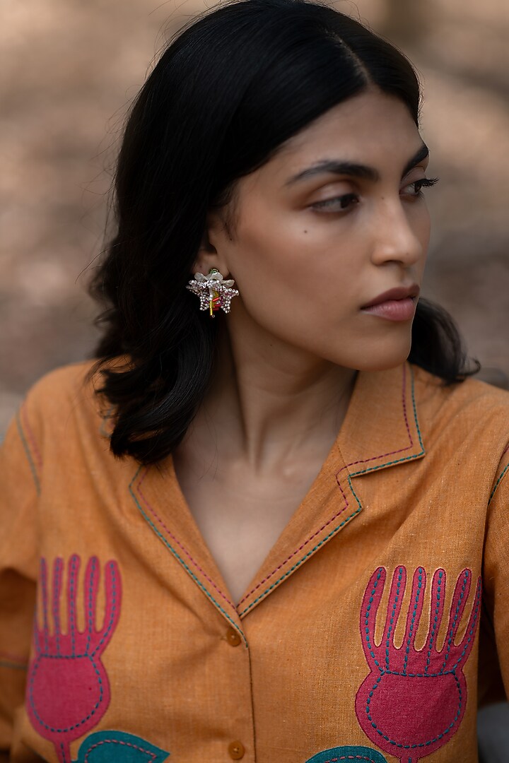 Mustard Muslin Cotton Shirt by Priya Agarwal at Pernia's Pop Up Shop