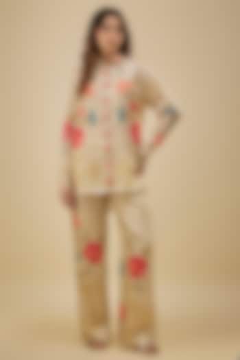 Ivory Habutai Silk Printed Co-Ord Set by Paulmi & Harsh at Pernia's Pop Up Shop