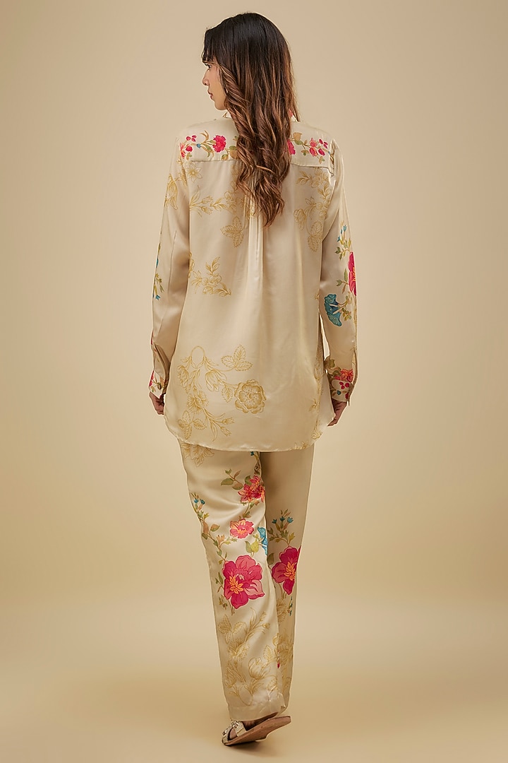 Ivory Habutai Silk Printed Co-Ord Set by Paulmi & Harsh at Pernia's Pop Up Shop