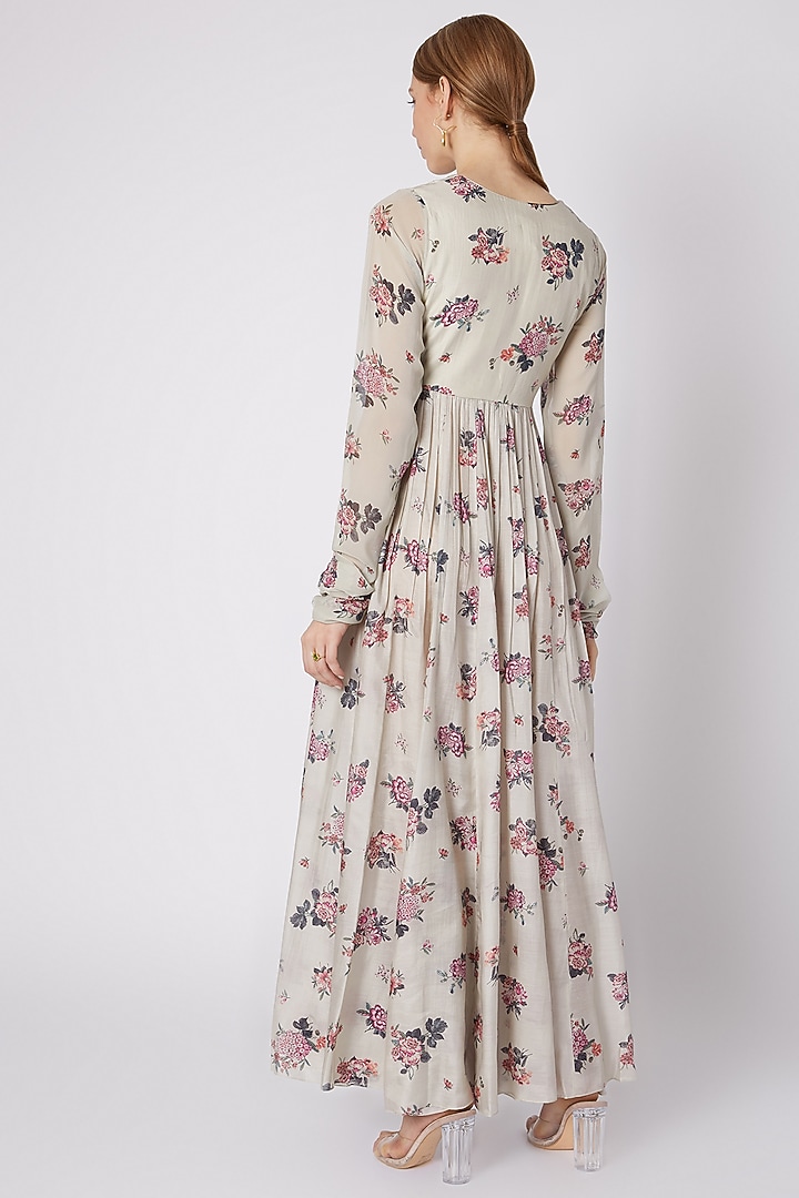 Silver Printed Anarkali With Dupatta by Paulmi & Harsh at Pernia's Pop Up Shop