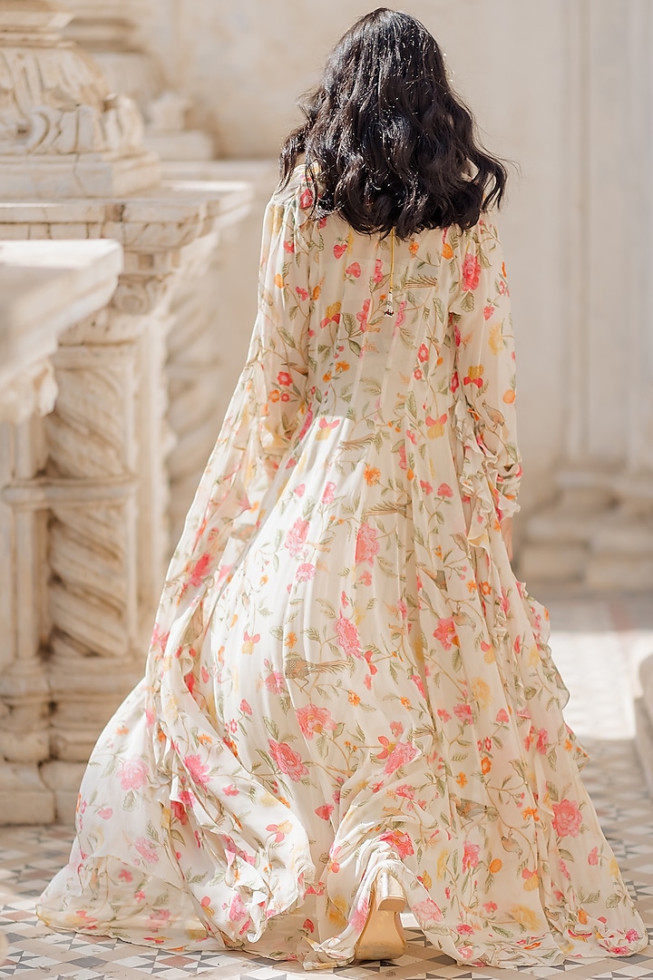 Off-White Georgette Palazzo Pant Set by Paulmi & Harsh at Pernia's Pop Up Shop