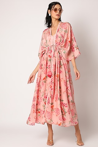 Baby Pink Printed Jacket Set by Paulmi & Harsh