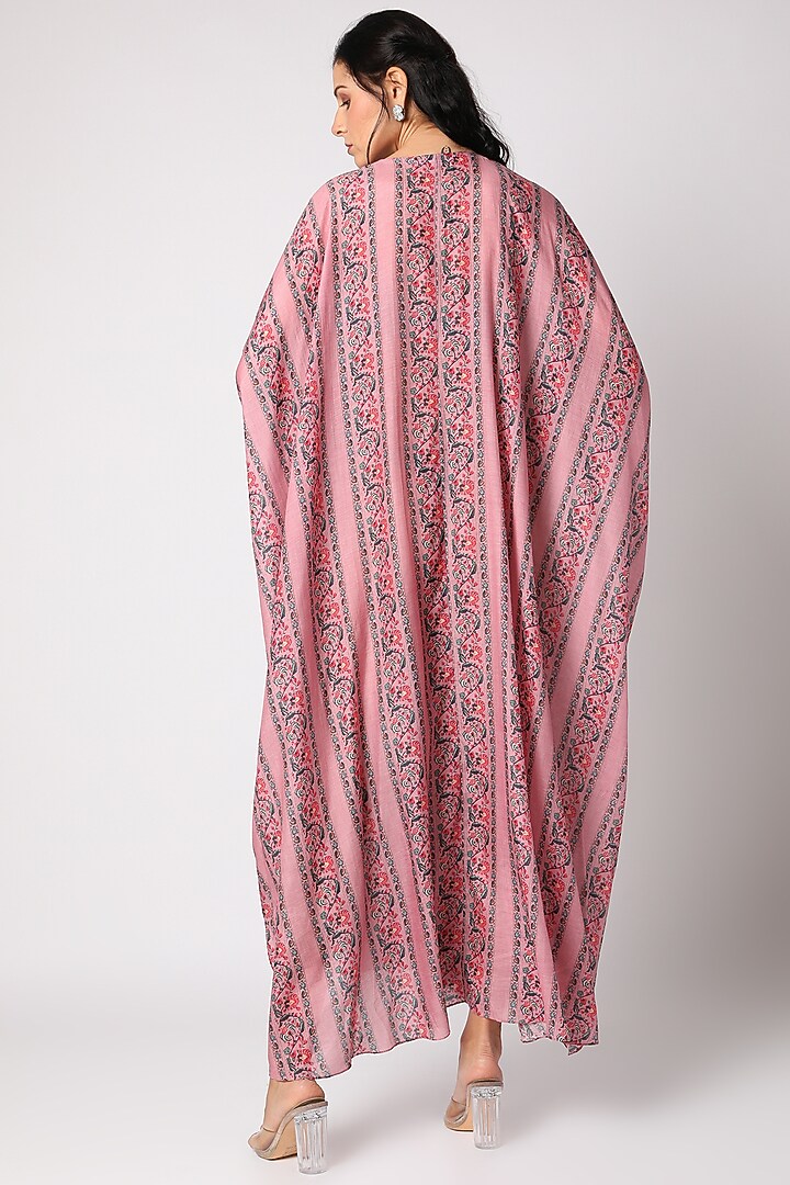 Blush Pink Printed Kaftan With Inner by Paulmi & Harsh at Pernia's Pop Up Shop