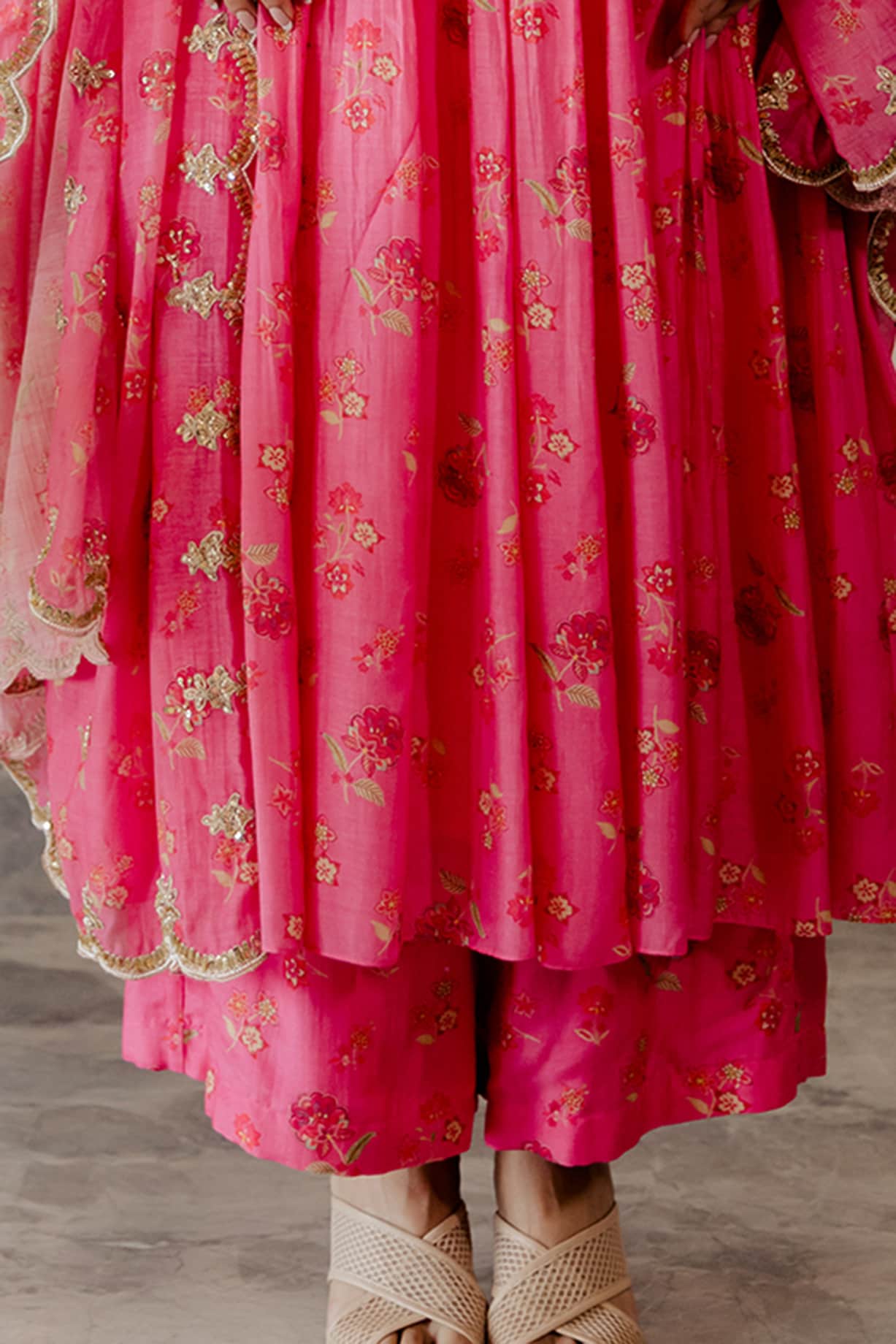 NOMADIC FUCHSIA PRINTED ANARKALI