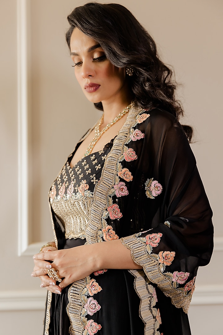 Black Usha Cape Dupatta