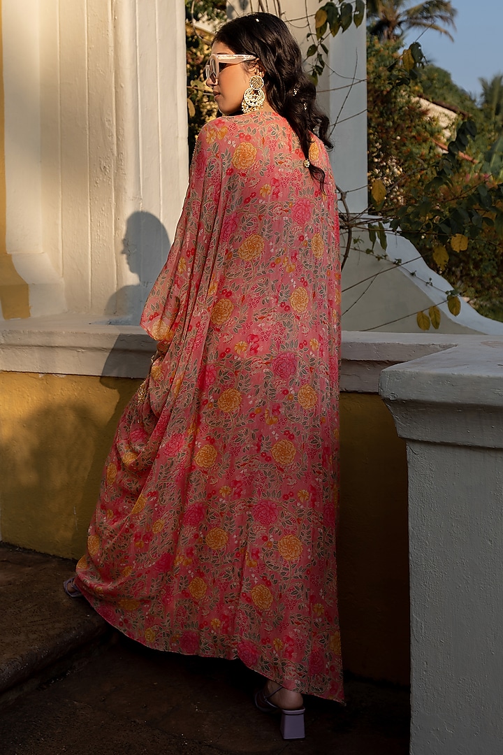 Multi-Colored Georgette Printed Kaftan by Paulmi & Harsh at Pernia's Pop Up Shop