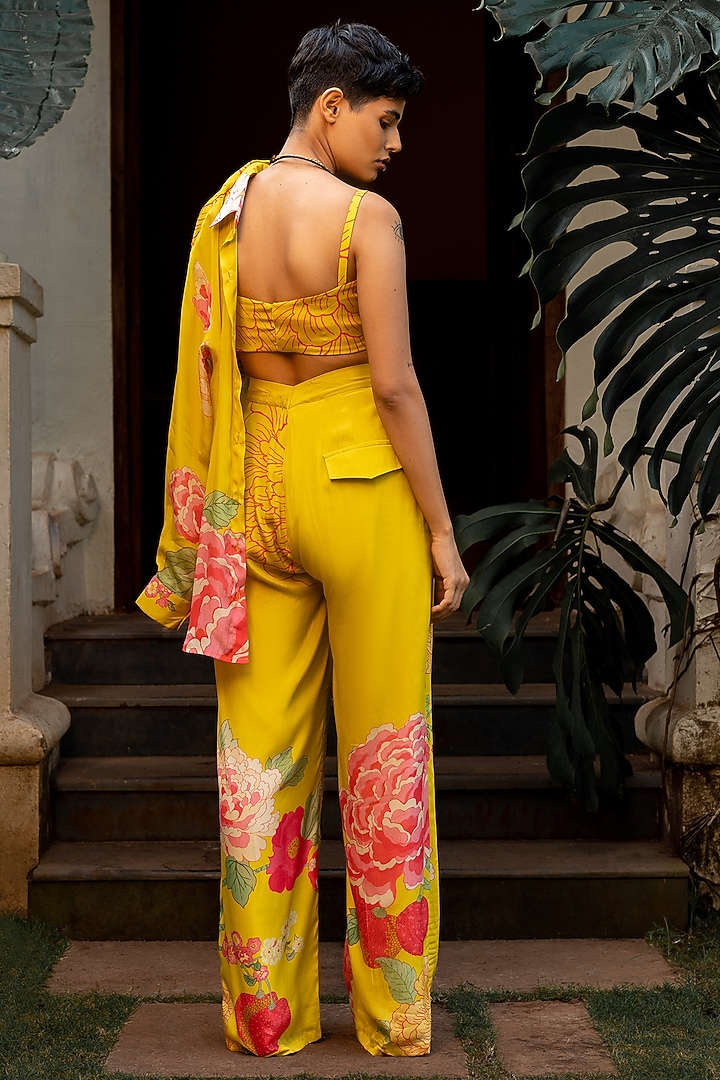 Yellow Floral Palazzo Jumpsuit Buy Yellow Silk Embroidery, Sequins