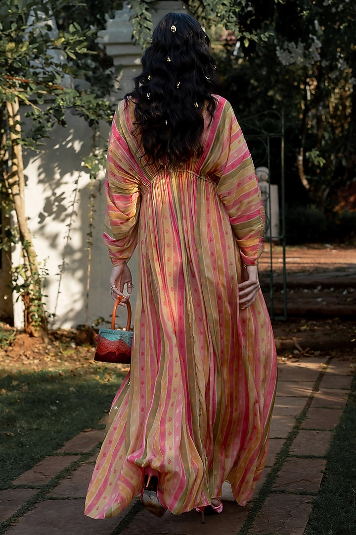 Multi-Colored Crepe Printed & Embroidered Katan by Paulmi & Harsh at Pernia's Pop Up Shop