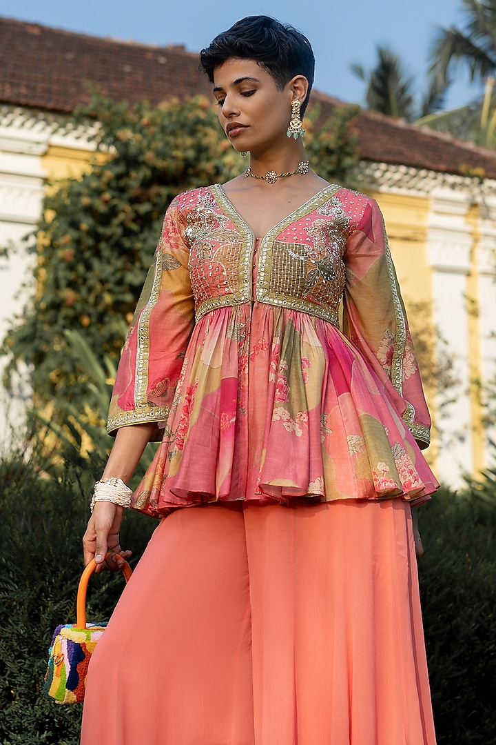 Multi-Colored Georgette Co-ord Set by Paulmi & Harsh at Pernia's Pop Up Shop