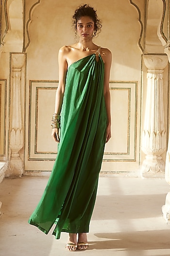 emerald green vacation dress Save Your Applause Emerald Green Ruffled Dress – Shop the Mint main image 1