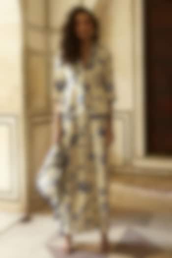 Ivory Habutai Floral Printed Co-Ord Set by Paulmi & Harsh at Pernia's Pop Up Shop