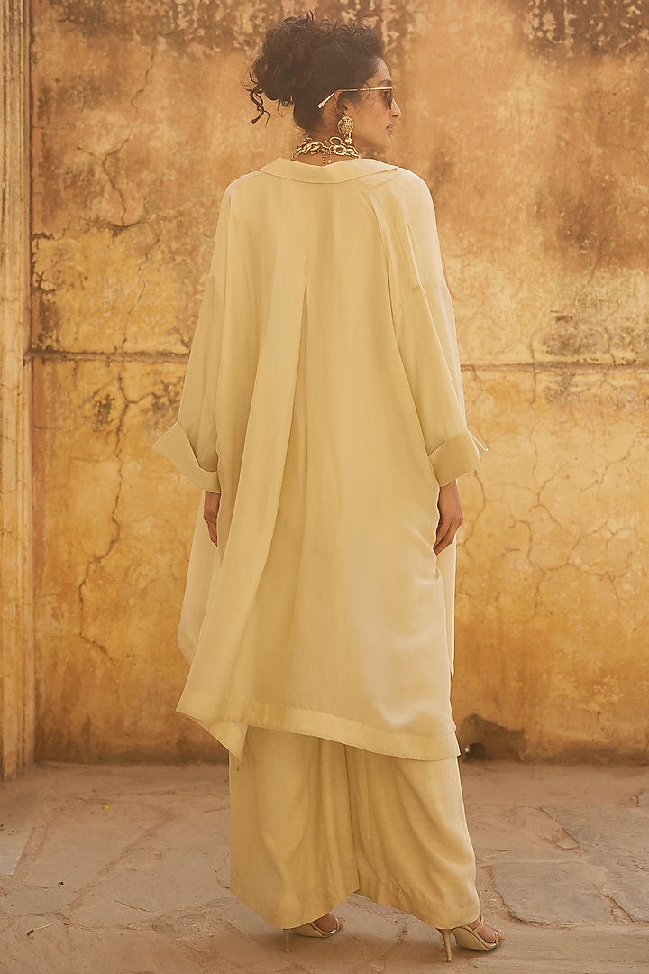 Ivory Linen Jumpsuit With Jacket by Paulmi & Harsh at Pernia's Pop Up Shop