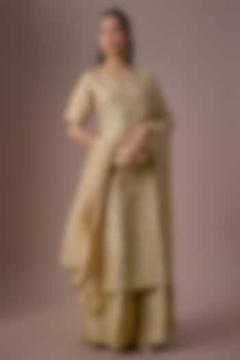 Sea Green Jacquard Embroidered Kurta Set by Paulmi & Harsh at Pernia's Pop Up Shop