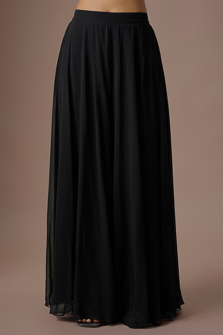 Black Organza Printed & Embroidered Jacket Set by Paulmi & Harsh at Pernia's Pop Up Shop