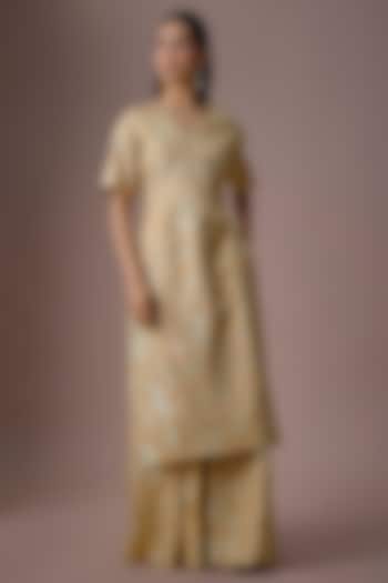 Chicory Organza Embroidered Kurta Set by Paulmi & Harsh at Pernia's Pop Up Shop