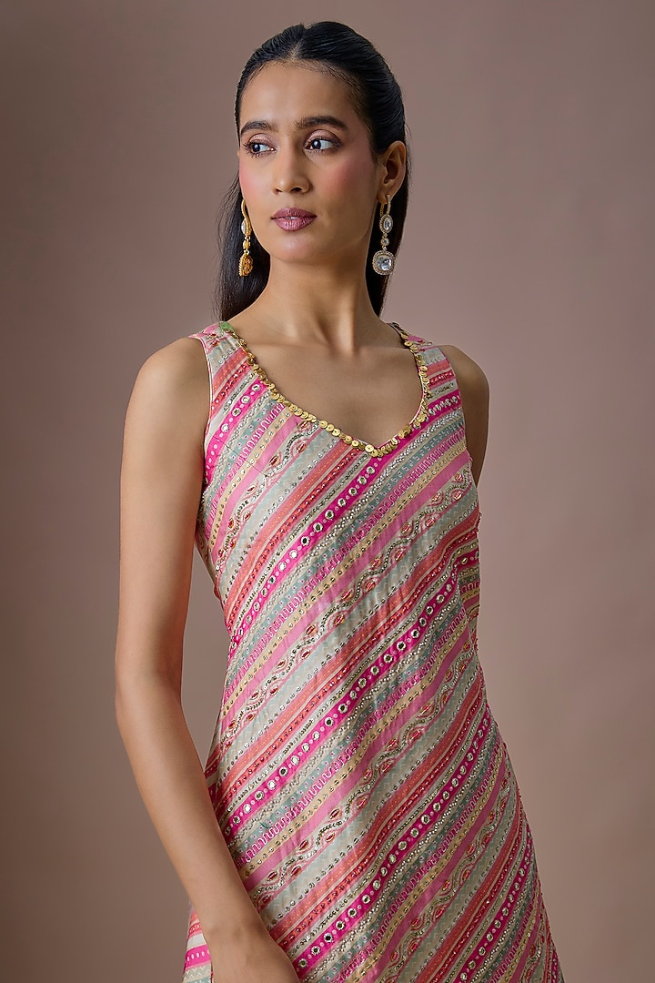 Pink Organza Embroidered Kurta Set by Paulmi & Harsh at Pernia's Pop Up Shop