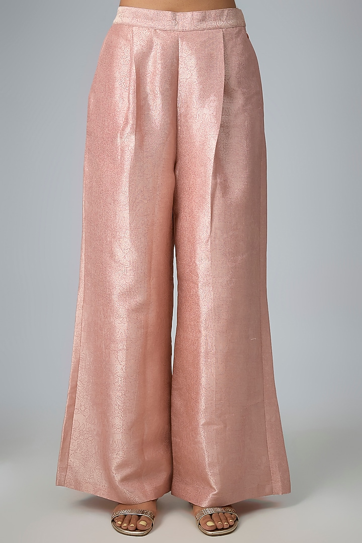 Pastel Pink Jamawar Silk Palazzo Set by Paulmi & Harsh at Pernia's Pop Up Shop
