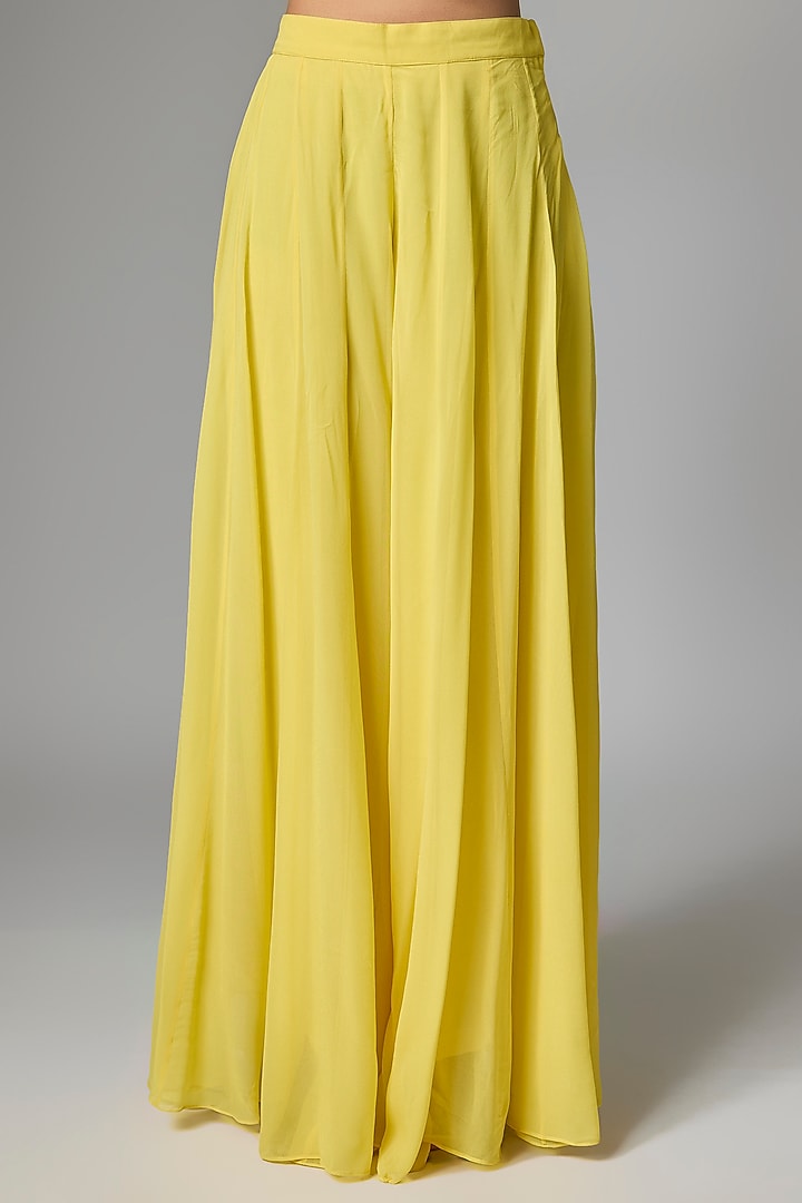 Yellow Georgette Zardosi Embroidered Kurta Set by Paulmi & Harsh at Pernia's Pop Up Shop