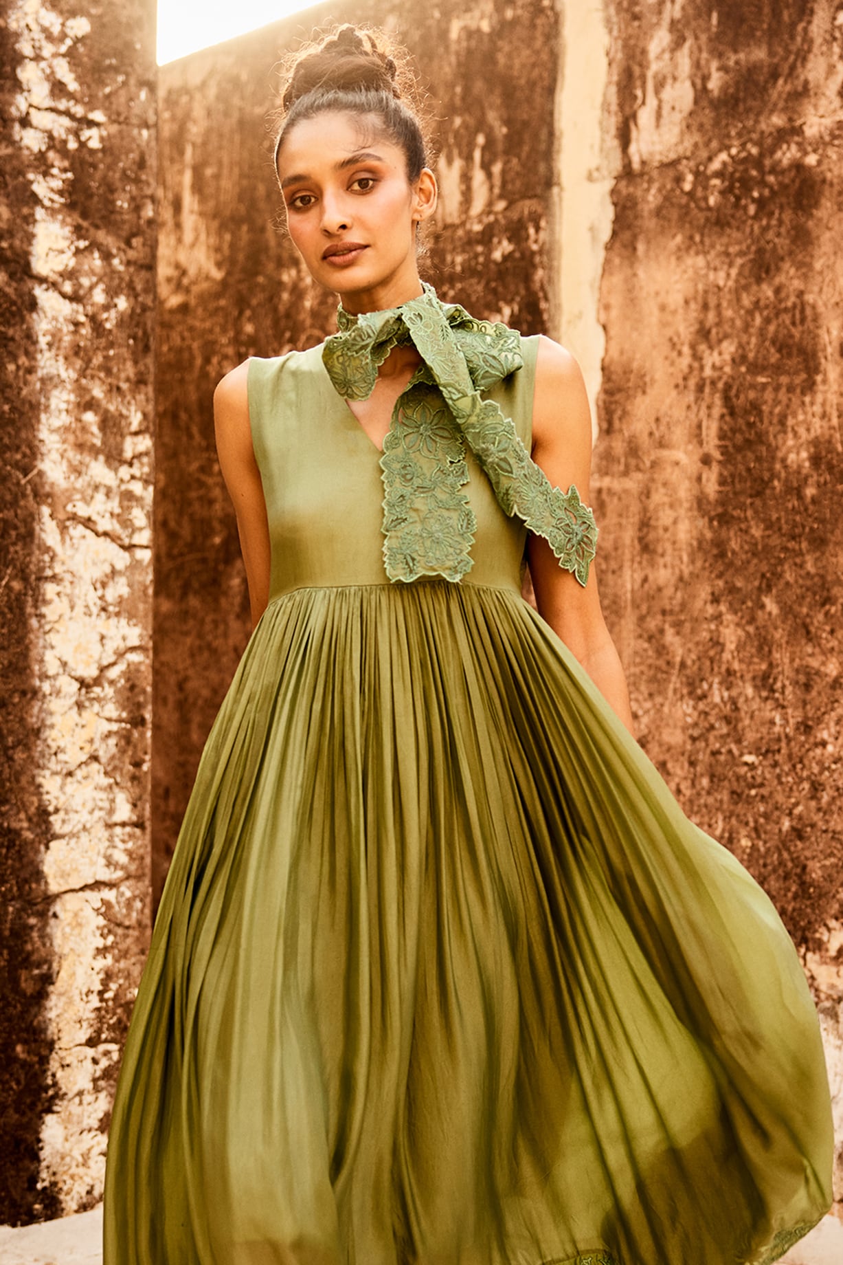 open lace back dress Organza Ruffled Long Dress – John Paul Ataker