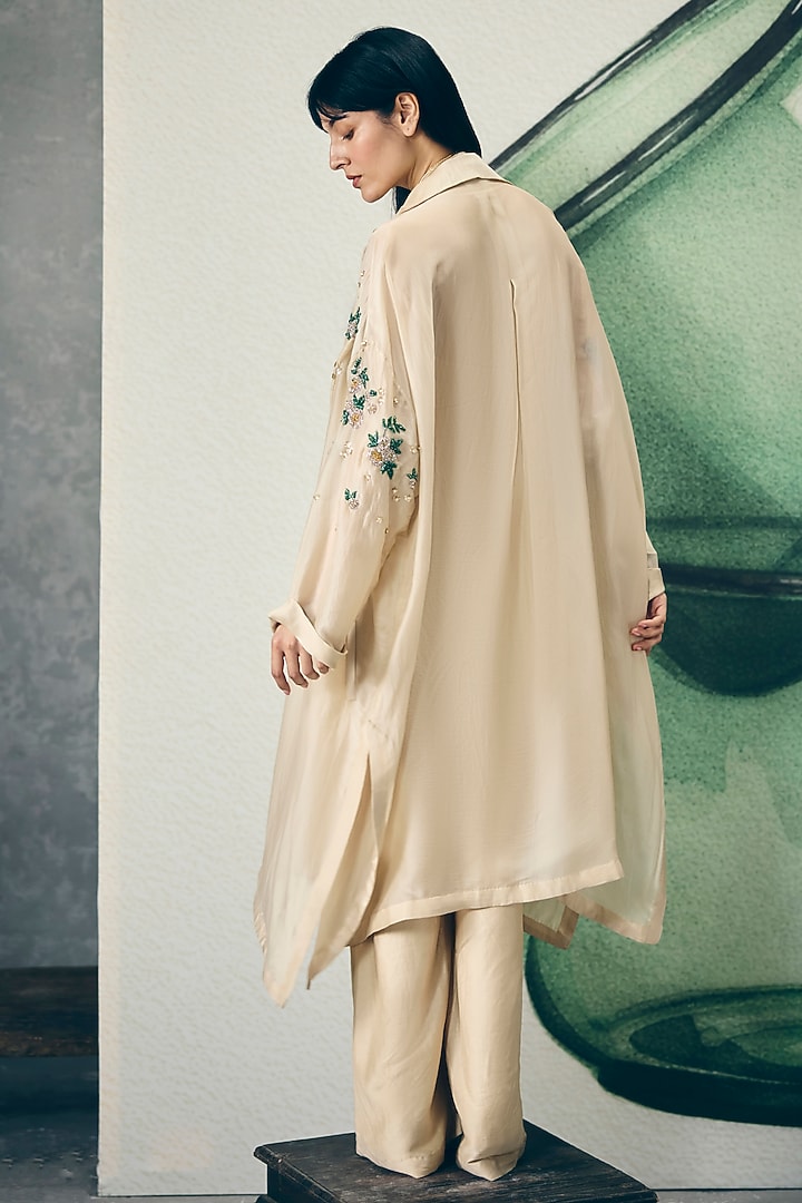 Ivory Modal Silk Jumpsuit With Jacket by Paulmi & Harsh at Pernia's Pop Up Shop