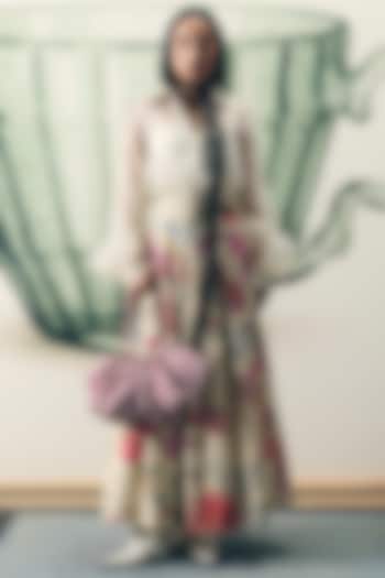 Off-White Poplin Printed Skirt Set by Paulmi & Harsh at Pernia's Pop Up Shop