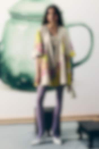 Ivory Modal Silk Printed Co-Ord Set by Paulmi & Harsh at Pernia's Pop Up Shop