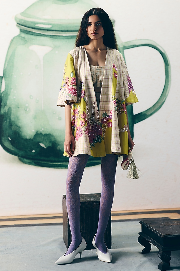 Ivory Modal Silk Printed Co-Ord Set by Paulmi & Harsh at Pernia's Pop Up Shop