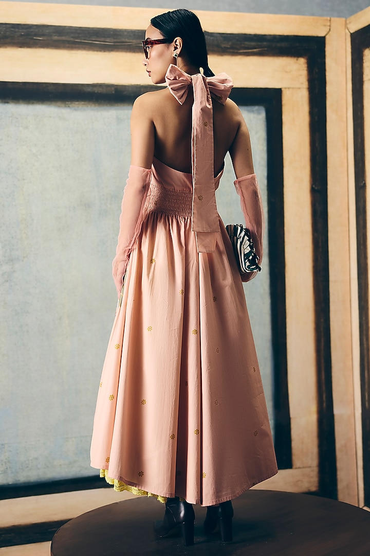 Pink Poplin Printed Vacation Dress by Paulmi & Harsh at Pernia's Pop Up Shop