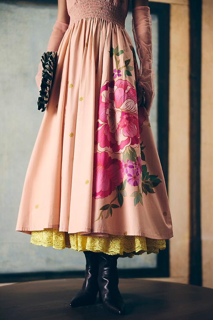 Pink Poplin Printed Vacation Dress by Paulmi & Harsh at Pernia's Pop Up Shop