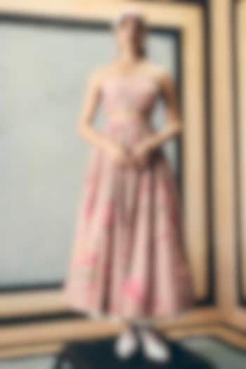 Chalk-Colored Poplin Printed Skirt Set by Paulmi & Harsh at Pernia's Pop Up Shop