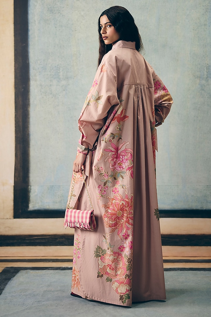 Clay-Colored Poplin Printed Kurta Set by Paulmi & Harsh at Pernia's Pop Up Shop