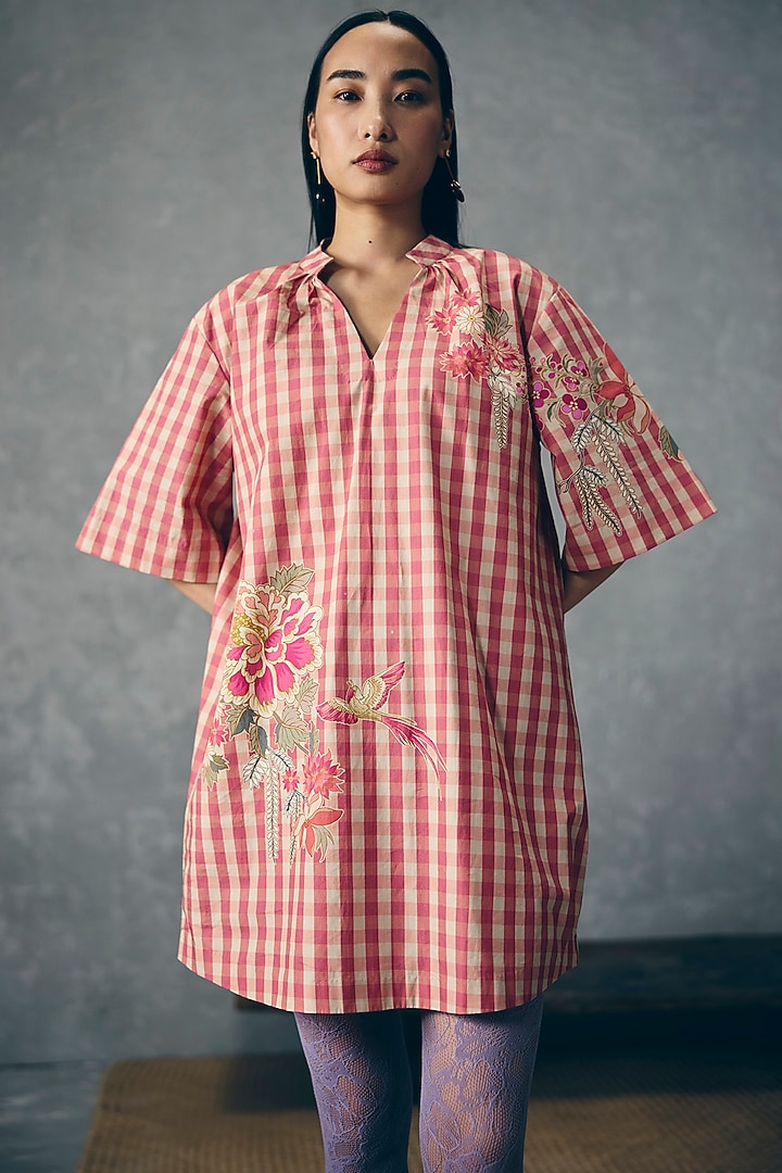 Pink Poplin Printed Summer Dress by Paulmi & Harsh at Pernia's Pop Up Shop