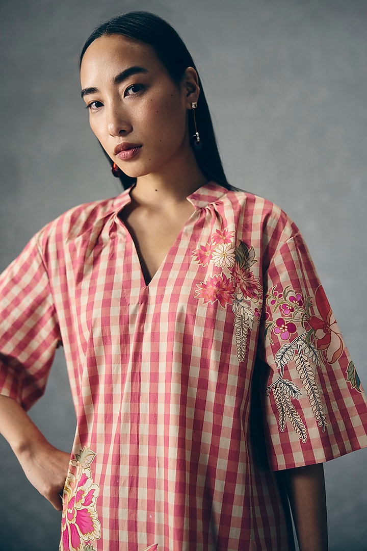 Pink Poplin Printed Summer Dress by Paulmi & Harsh at Pernia's Pop Up Shop