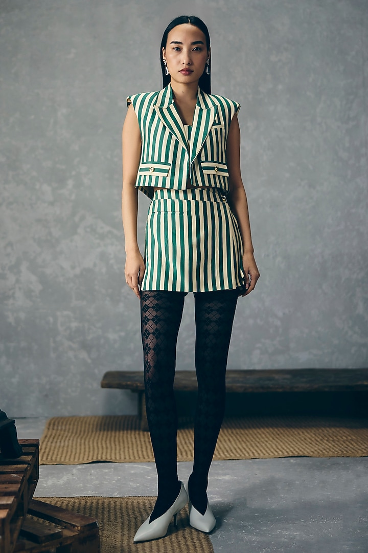 Green Modal Silk Printed Co-Ord Set by Paulmi & Harsh at Pernia's Pop Up Shop