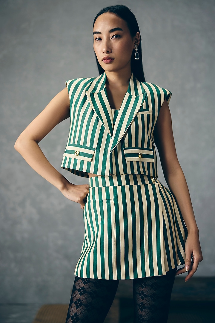 Green Modal Silk Printed Co-Ord Set by Paulmi & Harsh at Pernia's Pop Up Shop