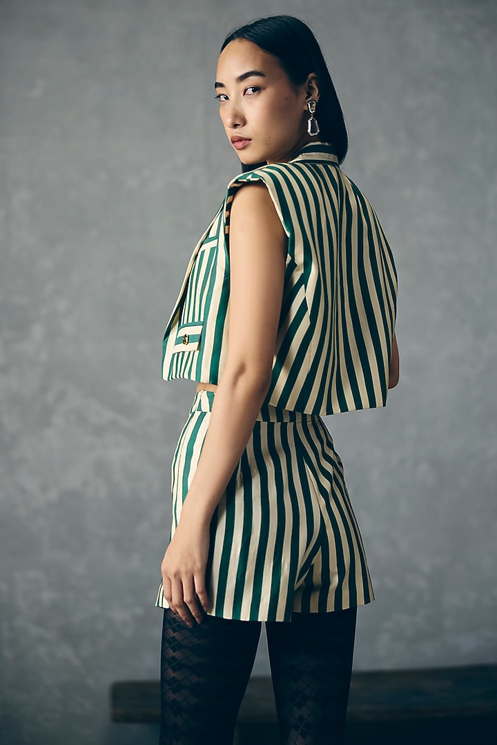 Green Modal Silk Printed Co-Ord Set by Paulmi & Harsh at Pernia's Pop Up Shop